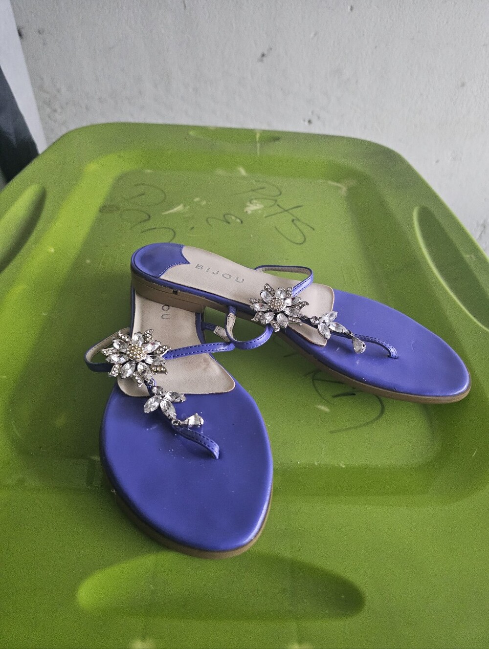 Women's Purple Jeweled T-Strap Sandals